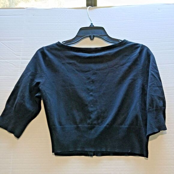 White House Black Market Size Med Black Crop Top Button up in Front. - Picture 2 of 7